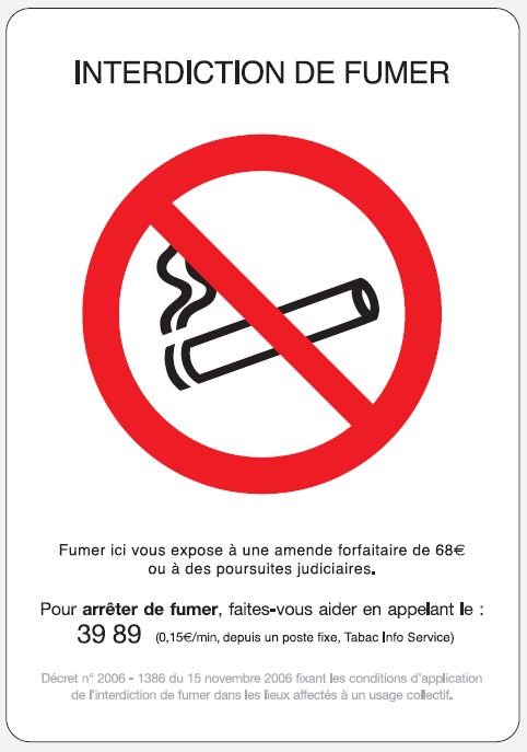 Modèle signaletique interdiction de fumer 2010